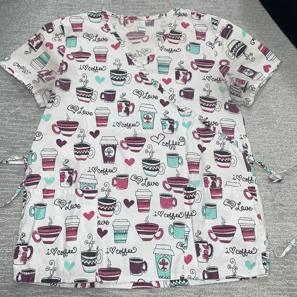 I love coffee scrub top